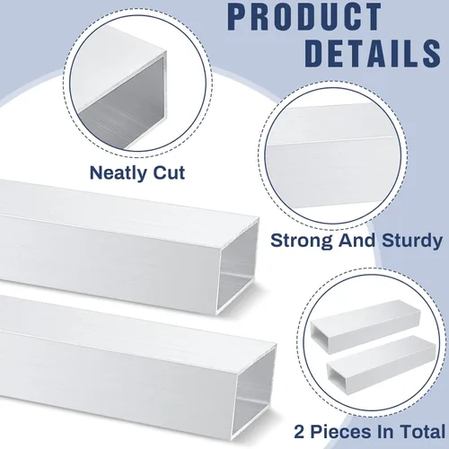 Miniatura 3 de Zonon 2 tubos rectangulares de aluminio 6063 de 2 x 4 pulgadas, tubo cuadrado de 12 pulgadas de largo y 0.125 pulgadas de grosor, tubo de metal