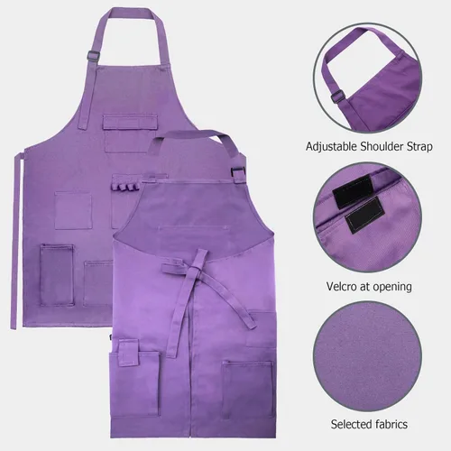 Miniatura 5 de boshiho Delantal de pintura para adultos, hebilla ajustable, delantal de barbero con bolsillos para mujeres/hombres/unisex, delantal de trabajo