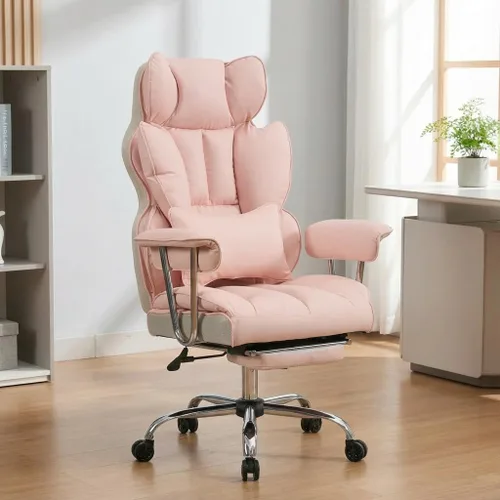 Miniatura 9 de Silla de oficina grande y alta de 400 libras, silla de escritorio ejecutiva resistente con reposapiés, silla ergonómica de piel sintética con Blanco