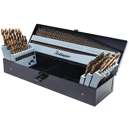 Miniatura 10 de Brocas de cobalto de 1/4 de pulgada, paquete de 13 unidades de M35 HSS, punta de 135 grados, juego de brocas helicoidales de longitud Jobber