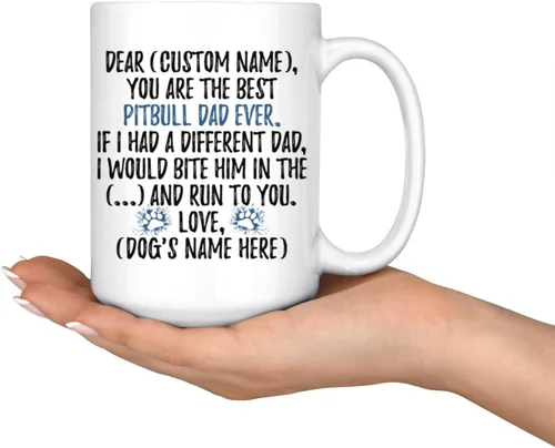 Miniatura 3 de Pitbull - Taza personalizada para papá de Pitbull, dueño de Pitbull, taza de papá Pitbull, I Love Pittie (15 onzas)