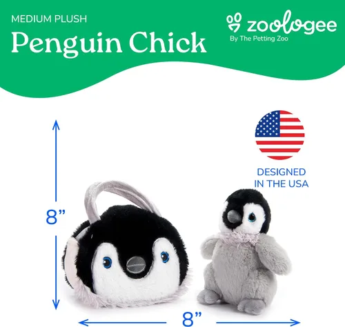 Miniatura 3 de The Petting Zoo Juego de peluche y bolso de peluche de pollo de pingüino, regalos para niños, juguete de animal de vida marina, juguete de peluche