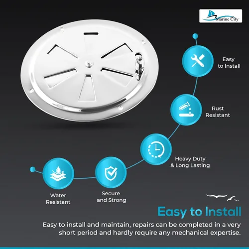 Miniatura 4 de MARINE CITY 304 Grade Polished Stainless Steel Cabin Ventilation Plate Round Louver Vent Cover Butterfly Air Vent Gill Plate with Side Knob for