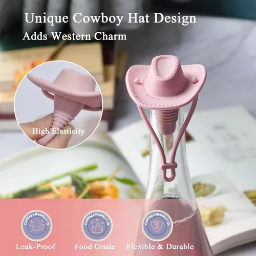 Miniatura 4 de Miicol Tapones de vino, tapón Prosecco, tapón de silicona para botella de vino, tapón de champán con sombrero de vaquero, accesorios de vino, regalo