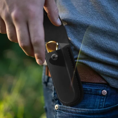 Miniatura 5 de Funda de cuero para cuchillos de bolsillo, estuche plegable de 4 pulgadas, funda multiherramienta duradera con cierre a presión y trabilla