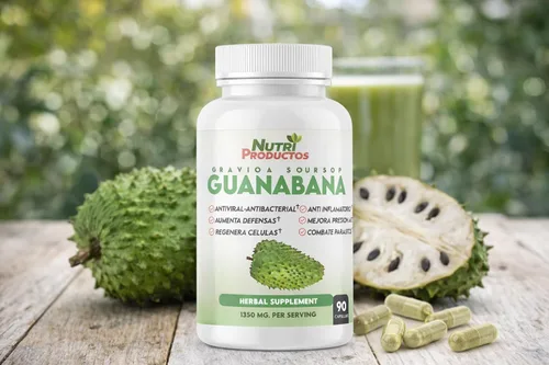 Miniatura 3 de Nutrisalud Products Cápsulas de Guanabana Extra potente 1350mg por porción. Set de 2 frascos con 90 Cap c/u. Aumenta Defensas, Anti Inflamatorio