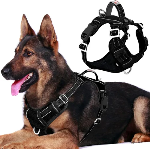 Miniatura 63 de BARKBAY Arnés para perro sin tirones con bolsillo para etiqueta de identificación, resistente, reflectante, fácil control para perros grandes