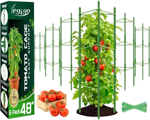 Miniatura 14 de Legigo Paquete de 4 jaulas de tomate de 4 pies para soporte de plantas de jardín, estacas de jardín de hasta 48 pulgadas, jaula de tomate