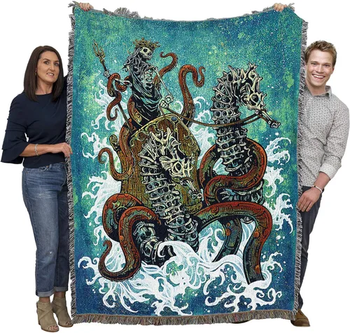 Miniatura 21 de Pure Country Weavers David Lozeau - Manta con diseño de esqueleto de pájaros de plumas, manta tejida de algodón, hecha en los Estados Unidos