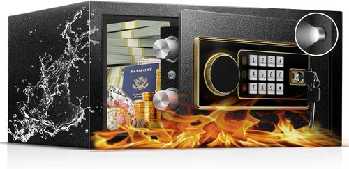 Caja de seguridad para el hogar, caja de seguridad de acero para oficina y hogar, teclado electrónico digital, sistema de alarma y estante