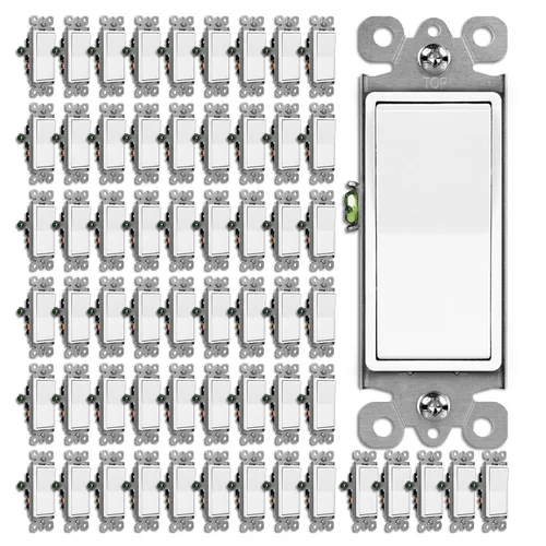 Miniatura 13 de BESTTEN Paquete de 10 interruptores de luz decorativa de 3 vías, 15 A, 120/277 V, un solo polo o tres vías, interruptor de pared de paleta