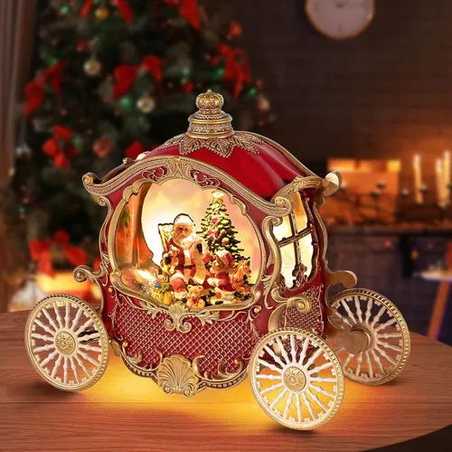 Miniatura 7 de Globos de nieve de Navidad, linterna musical, globo de nieve cilíndrico con temporizador de 6 horas, globos de nieve de bronce con caja de música