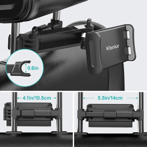 Miniatura 2 de Klsniur Soporte para reposacabezas de automóvil, soporte para reposacabezas de tableta, soporte universal giratorio de 360° ajustable para tablet