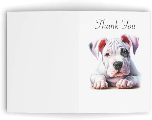 Miniatura 3 de DistinctInk Tarjeta de felicitación/tarjeta de nota -Dogo Argentino Puppy Coloreado Lápiz Dibujo Cumpleaños