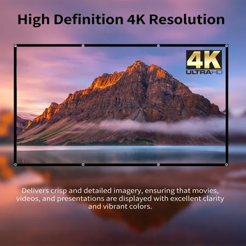 Miniatura 5 de Pantalla de proyector portátil de 100 pulgadas para exteriores: Pantalla de cine en casa plegable de pared colgante de interior 4K HD antiarrugas