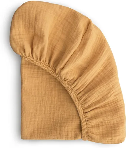 Miniatura 28 de mushie Sábana bajera ajustable de muselina extra suave 192 hilos 28 x 52 pulgadas (natural)