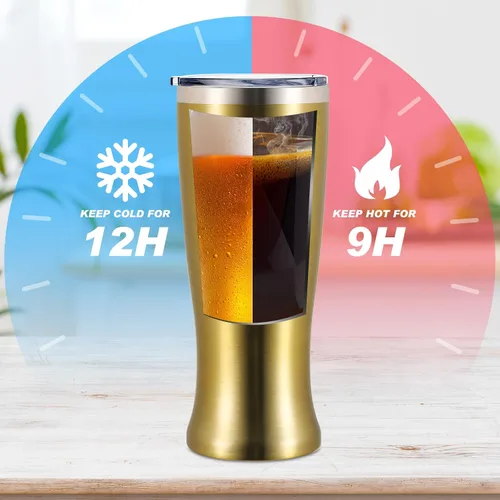 Miniatura 4 de Geetery 4 vasos de cerveza de acero inoxidable para hombres de 20 onzas, taza de cerveza de doble pared, taza aislada al vacío, regalos para café