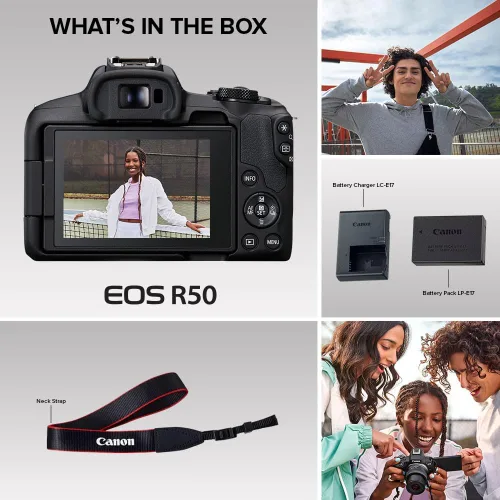 Miniatura 9 de Canon EOS R50 Cámara sin espejo para vlogging (solo cuerpo/negro), montura RF, 24.2 MP, video 4K, procesador de imagen DIGIC X, detección