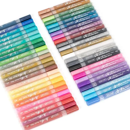 Miniatura 7 de ZEYAR Rotuladores de Pintura Acrílica, Experto en Pintura sobre Piedras, Extra Fino, 48 Colores, Certificado AP, Tinta Permanente e Impermeable