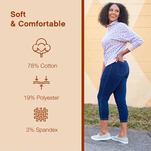 Miniatura 4 de No Nonsense Leggings de mezclilla elásticos con bolsillos para mujer