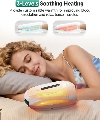 Miniatura 3 de Regalos para padre, papá 2026 masajeador de manos inalámbrico con compresión y vibración de calor, cobertura completa de la muñeca del dedo
