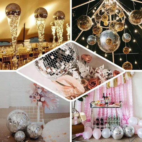 Miniatura 5 de Efavormart - 4 piezas de espejo de cristal Groovy de 6 pulgadas, decoración de fiesta de discoteca para bodas, eventos, fiestas de cumpleaños Plata