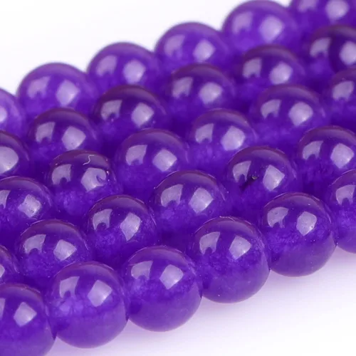 Miniatura 2 de JOE FOREMAN Cuentas redondas de piedra natural de jade morado oscuro de 0.157 in para fabricación de joyas, cuentas de 15 pulgadas, piedras