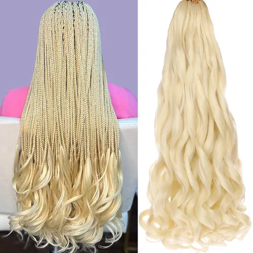 Miniatura 11 de COOKOO 9 paquetes de cabello rizado francés trenzado de 18 pulgadas, suave y flexible, cabello trenzado de alta calidad, rizos franceses, extensión