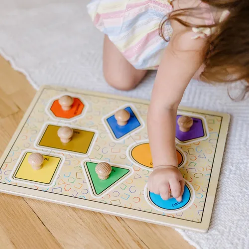 Miniatura 7 de Rompecabezas de formas grandes con asas grandes, de madera, Melissa & Doug (8 piezas)