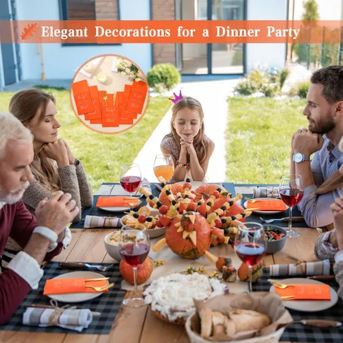 Miniatura 7 de Tenceur 25 servilletas desechables de papel para invitados de Acción de Gracias, color naranja quemado, servilletas de regalo de amigos, servilletas