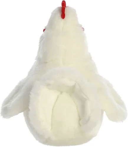 Miniatura 4 de Aurora® Adorable gallina blanca de peluche Miyoni®, detalle realista, compañía entrañable, blanco, 9 pulgadas
