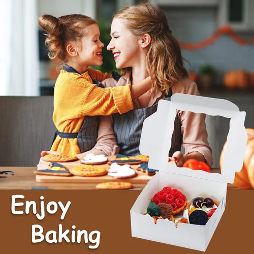 Miniatura 6 de XINHPKGG - 20 cajas para galletas de 6 x 6 x 2,5 pulgadas, cajas de panadería con ventana, caja de regalo para fresas cubiertas de chocolate