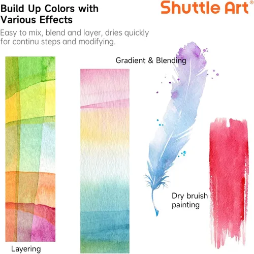 Miniatura 4 de Shuttle Art Juego de 58 pinturas de acuarela, 48 colores para acuarela, con 10 pinceles de pintura para principiantes, artistas, niños y adultos