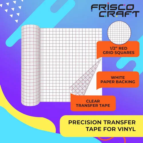 Miniatura 3 de Frisco Craft Cinta de transferencia de tachuelas prémium para vinilo, con rejilla de alineación y respaldo de papel, perfecta para vinilo Rejilla
