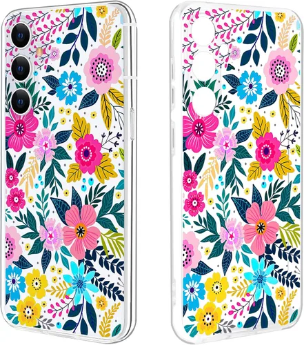 Miniatura 21 de Funda ultra transparente para Samsung Galaxy S23 con diseño de flores, TPU suave y delgado, patrón floral, transparente, funda protectora para niñas