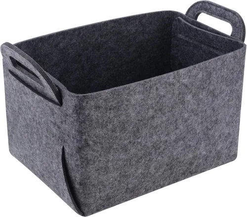Miniatura 9 de Minoisome - Canasta organizadora de fieltro plegable y práctica con asas, para oficina, dormitorio, armario, habitación de bebé, juguetes, DVD