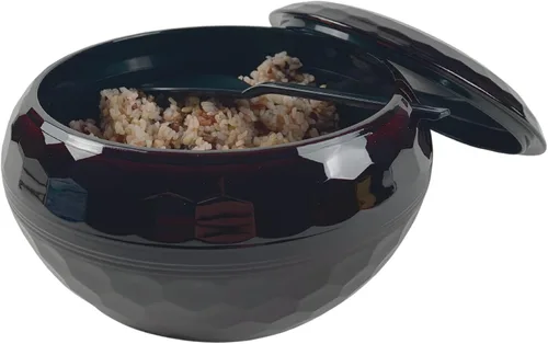 Miniatura 5 de JapanBargain 2073, cuenco de arroz con tapa y pala de paleta de arroz, recipiente de arroz japonés Ohitsu chino asiático restaurante arroz