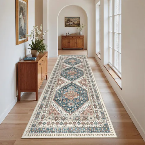 Miniatura 143 de Madane Tapete lavable de 2 x 10 pies para pasillo, cocina, recibidor, clásico, suave, antideslizante para interiores, casa de campo, baño, sala