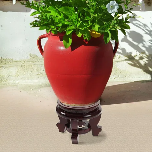 Miniatura 8 de BESTOYARD Base de maceta de madera asiática Soporte de jarrón de madera Soporte para plantas de madera Maceta de madera Plantas suculentas