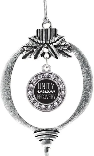 Miniatura 240 de Inspired Silver - Twin One - Adorno festivo de Navidad de plata - Adorno festivo de árbol de Navidad con dije de círculo y circonita cúbica