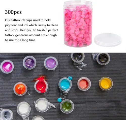 Miniatura 4 de 300 vasos de tinta taza de tinta desechable de silicona para pigmentos de cejas, labios y pigmentos, mezcla de 300 unidades, tinta de pigmento