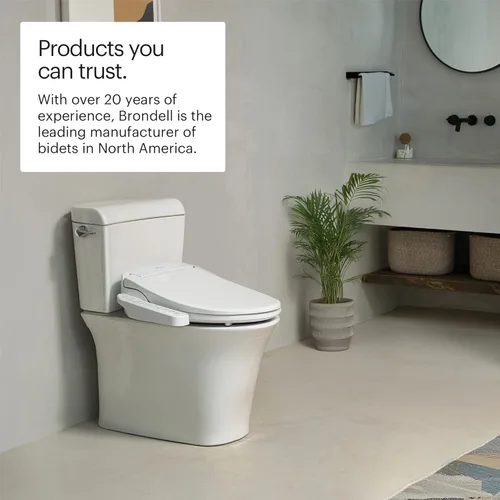 Miniatura 10 de Brondell SE400-EW Swash SE400 - Asiento de inodoro con bidé eléctrico, con asiento calefactado, boquilla oscilante de acero inoxidable, secadora