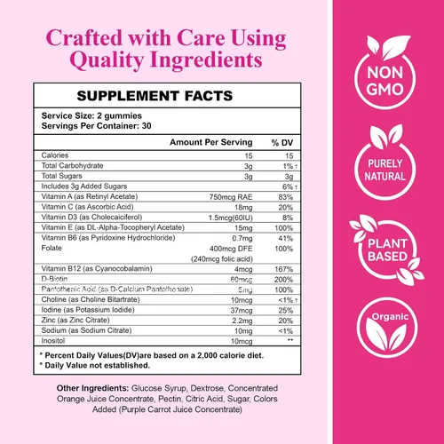 Miniatura 10 de AromPCOSLife - Gomitas de inositol para mujer, 60 unidades, suplemento de mio-inositol con folato y vitaminas B6 y B12, apoya el bienestar diario