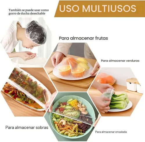 Miniatura 6 de 200 fundas elásticas de plástico reutilizables para tazones, fundas de almacenamiento de alimentos con fundas elásticas para tazones para sobras
