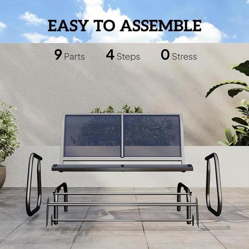 Miniatura 5 de Outsunny Banco columpiador para 2 personas al aire libre, silla mecedora de columpio doble para patio, sillón con marco de acero recubierto de polvo
