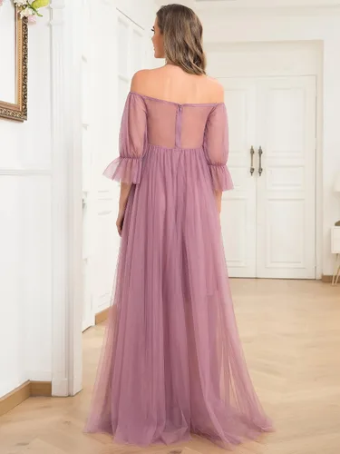 Miniatura 2 de Ever-Pretty Vestido de maternidad de tul con hombros descubiertos para mujer 20862