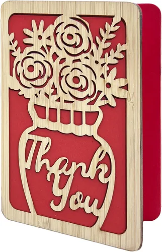 Tarjetas de agradecimiento de madera con sobres, florero en blanco, tarjeta de regalo de Acción de Gracias para profesor, jefe, amigos, familia,