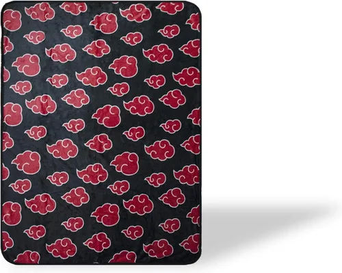 JUST FUNKY Naruto: Shippuden Akatsuki Manta Decorativa de Anime de Nube Roja | Manta de Anime Naruto Mantas y Cobijas Suaves | Manta Oficial Naruto: