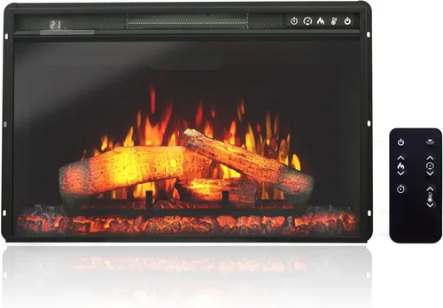 Insertos de chimenea eléctrica de 26 pulgadas, 1500W empotrado en pared con control remoto, temporizador, 6 niveles de brillo y 5 velocidades,