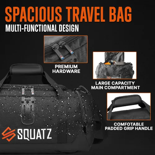 Miniatura 5 de SQUATZ Mochila de viaje Bolsa de transporte plegable convertible para gimnasio, correa de hombro ajustable y extraíble, espacioso compartimento